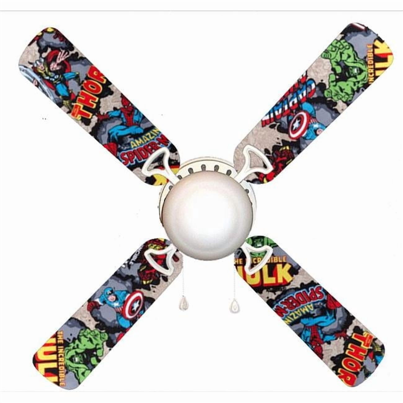 888 Cool Fans F42-0001064 42 in. Marvel Avengers Super Heroes 4-Blades Ceiling Fan with Schoolhouse Lamp