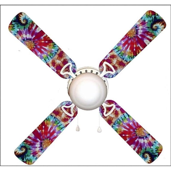 888 Cool Fans F42-0001117 42 in. Tie Dye Splash 4-Blades Ceiling Fan with Schoolhouse Lamp