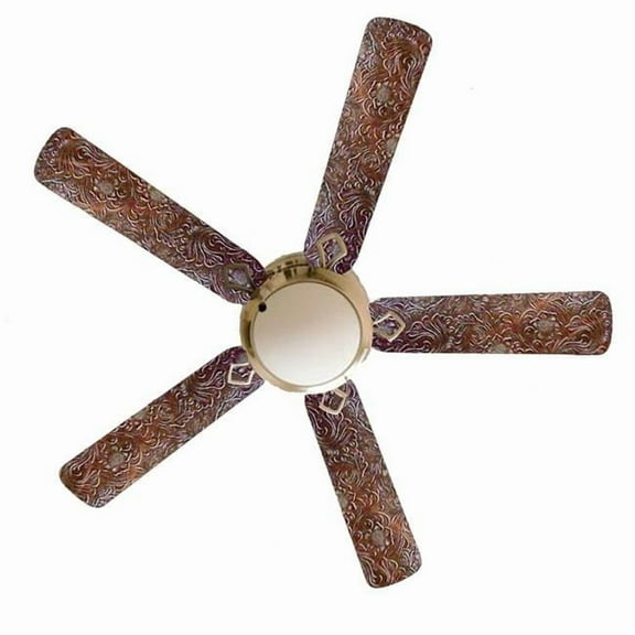 888 Cool Fans F52-0001127 52 in. Western Chic Brown Leather 5-Blades White Ceiling Fan with Lamp