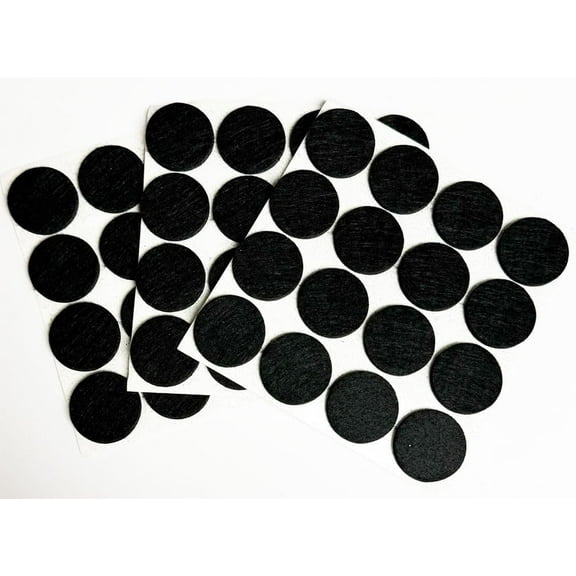 888 Corp Black Self Adhesive Felt Bumpers 1" Diameter and 3/16" Thick (48 Pack), Round