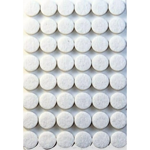 888 Corp White Self Adhesive Felt Bumpers 1/2" Diameter and 1/8" Thick (48 Pack), Round