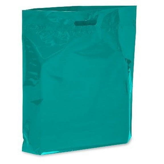 888 Display - 100 Bags Teal Green 15" x 18" x 4" Teal Blue Goody Bag, Merchandise Bag, Store Supply Bags, Patch Handle