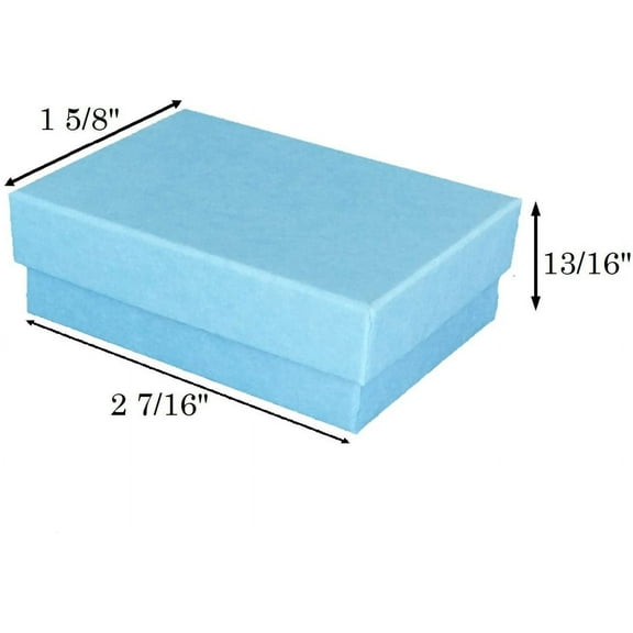 888 Display - Pack of 10 Boxes of 2 1/2" x 1 7/8" x 13/16" Light Baby Blue Matte Finish Cotton Filled Jewelry Boxes