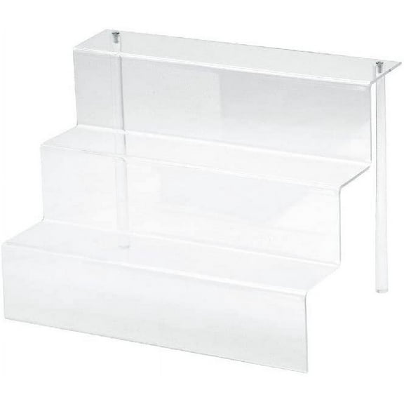 888 Display Three-Tier Acrylic Step Display Ultra Clear and Versatile Risers 9" x 6 1/8" x 6"H - SMALL/NARROW