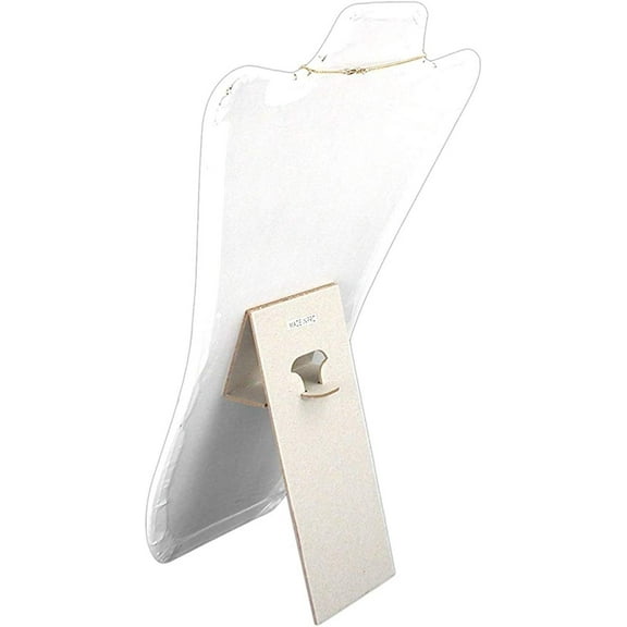 888 Display USA - 2 Tall Curved Necklace Easel Display White Faux Leather 14" Tall