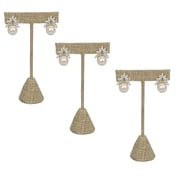 888 Display USA - 3 Burlap Earring T Stand Showcase Displays 4.75" 3 Pack,...