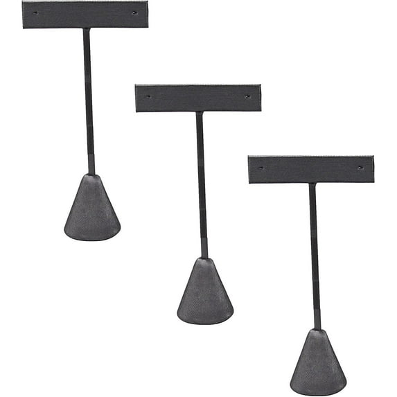 888 Display USA - 3 Steel Grey Faux Leather Earring T Stand Showcase Displays 4.75" 3 Pack, Steel Grey Leatherette