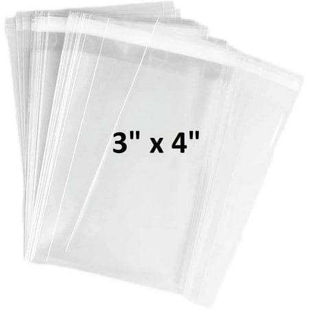 888 Display USA - 3" x 4" 100 Bags of Ultra Clear Treat, Bakery, Candle, soap, Cookie Bags w/Adhesive Seal 6" x 9" - 100 Count, Ultra Clear w/Knurling Edges