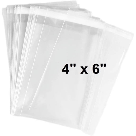 888 Display USA - 4" x 6" 100 Bags of Ultra Clear Treat, Bakery, Candle, soap, Cookie Bags w/Adhesive Seal 4"x6" - 100 Count, Ultra Clear