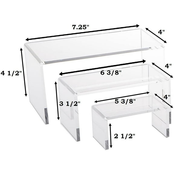 888 Display USA Acrylic Display Risers for Bakery, Doll Collection, figurines, Jewelry, and more.  3 Pieces