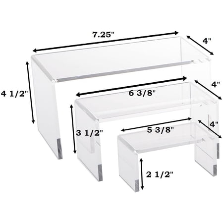 888 Display USA Acrylic Display Risers for Bakery, Doll Collection, figurines, Jewelry, and more. 6 Pieces
