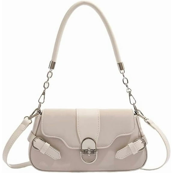 JennyShop  Fashion Underarm Bag, Trendy Women PU Leather Shoulder Handbag Elegant Tote Purse with Prong Buckle Decoration