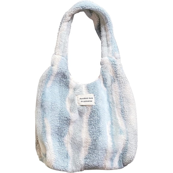 JennyShop Plush Lightweight Fluffy Bag, Fashion Shoulder Handbag ,Faux Lambswool Tote Bag for Women Large Capacity Hobo Bag