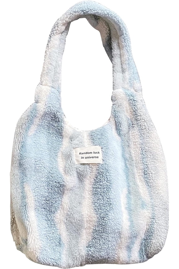 JennyShop Plush Lightweight Fluffy Bag, Fashion Shoulder Handbag ,Faux Lambswool Tote Bag for Women Large Capacity Hobo Bag