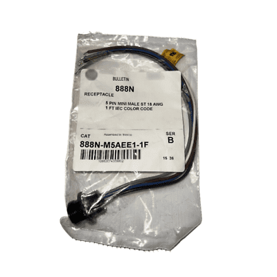 888N-M5AEE1-1F Cable SER B 5Pin Mini Male ST 18AWG 1ft IEC Color Code : RoHS
