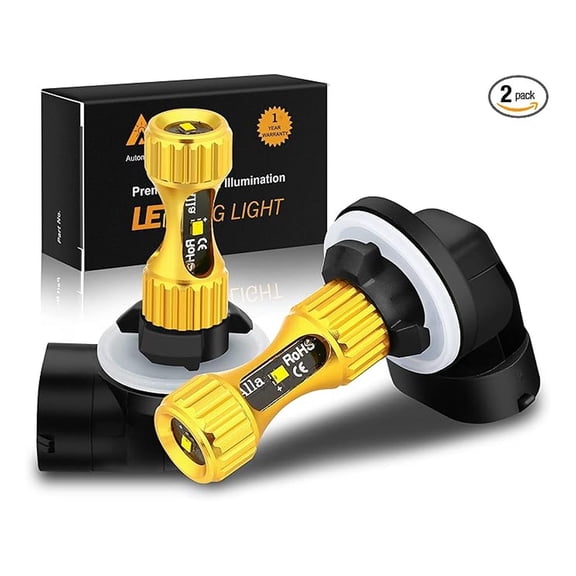 889 881 LED Fog Lights Bulbs 3000lm Extreme Super Bright 898, 3K Amber Yellow
