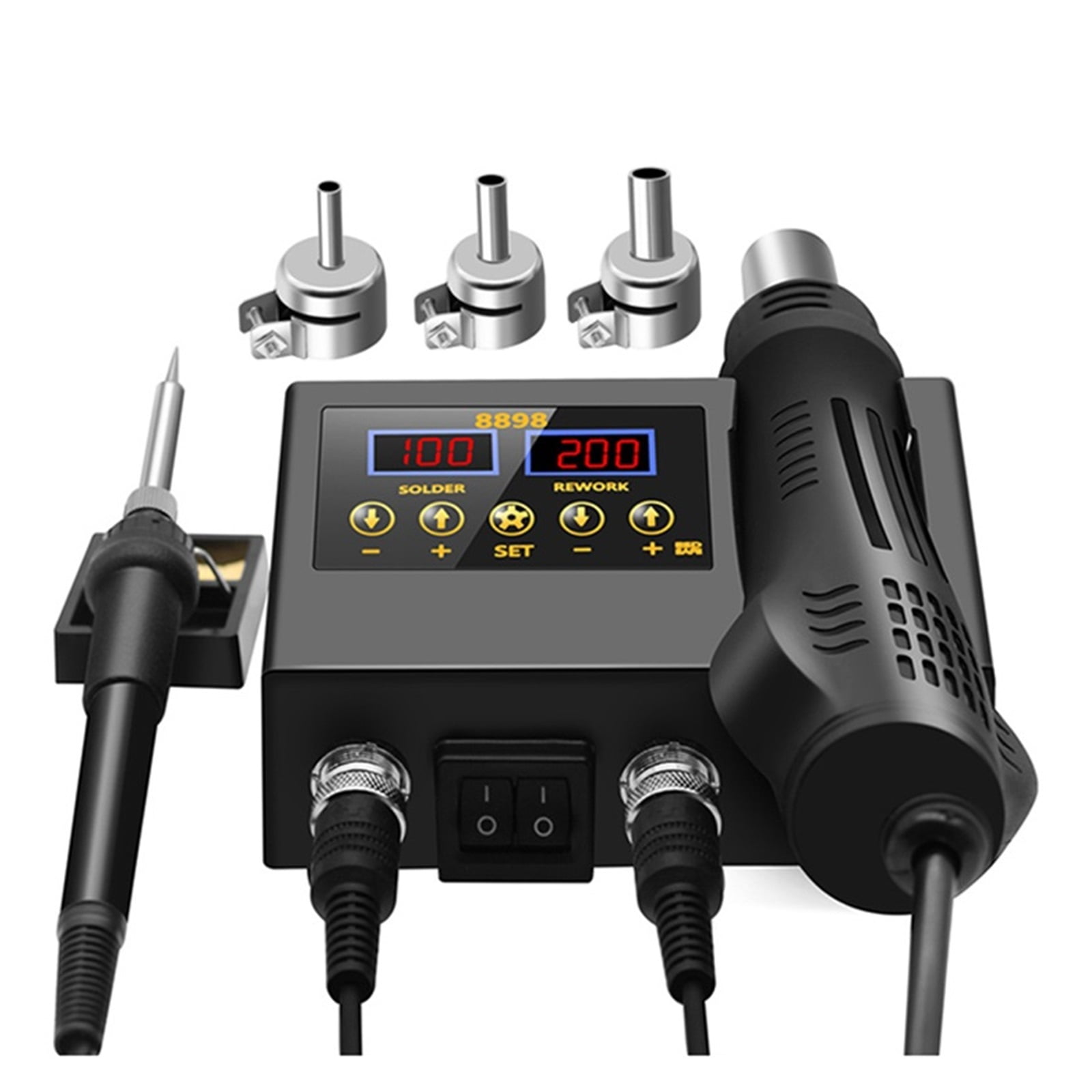 8898 Soldering Station Portable Digital Hot Air Gun BGA Rework Solder Station Hot Air Blower Heat Gun Desoldering ,Variable Temperature