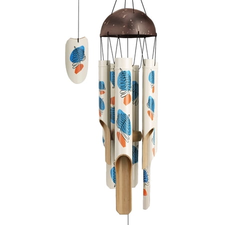 88Craft Artwork Bamboo Wind Chimes Hand-Drawn Memphis Art Unique Decor