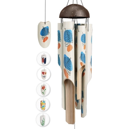 88Craft Artwork Bamboo Wind Chimes Hand-Drawn Memphis Art Unique Decor