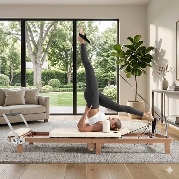 88In Foldable Home Pilates Reformer with Jumpboard, Dual Resistance & Foldable Storage Design for Full Body Fitness