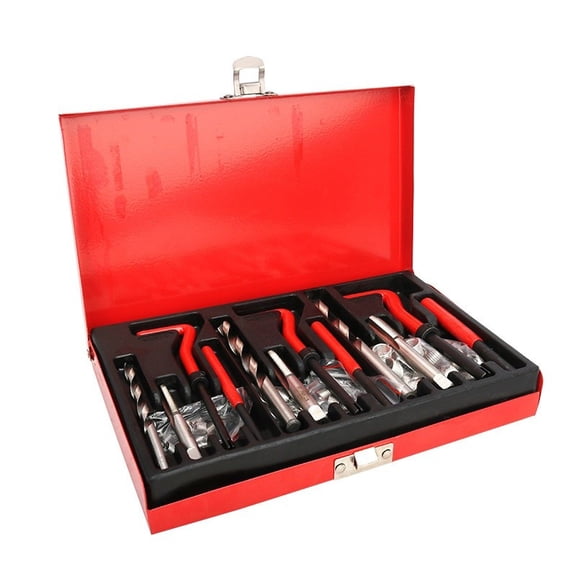 88PCS Thread Repair Kit M6 M8 M10 Helicoil Insert Set with Drill Bits, Taps, and Installation Tools HSS Thread Restorer Kit in Metal Storage Box for Automotive and Machinery Repair