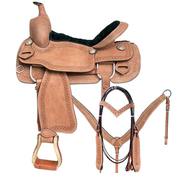 88SS 16 In Comfytack Western Horse Saddle Genuine Leather Trail Roping  Ranch  Tack Set