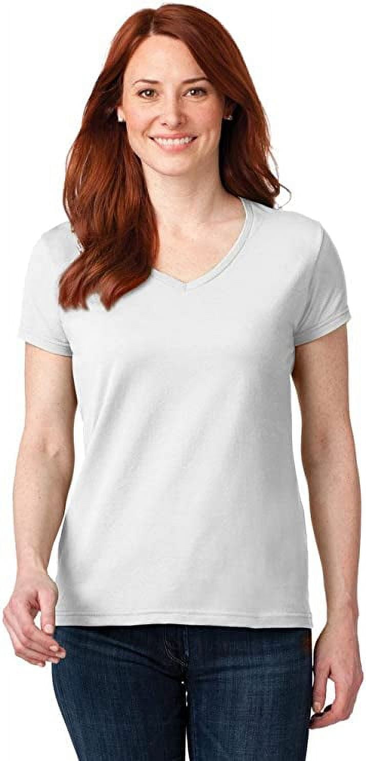 88VL Anvil Ladies' Lightweight V-Neck T-Shirt - White - S - Walmart.com