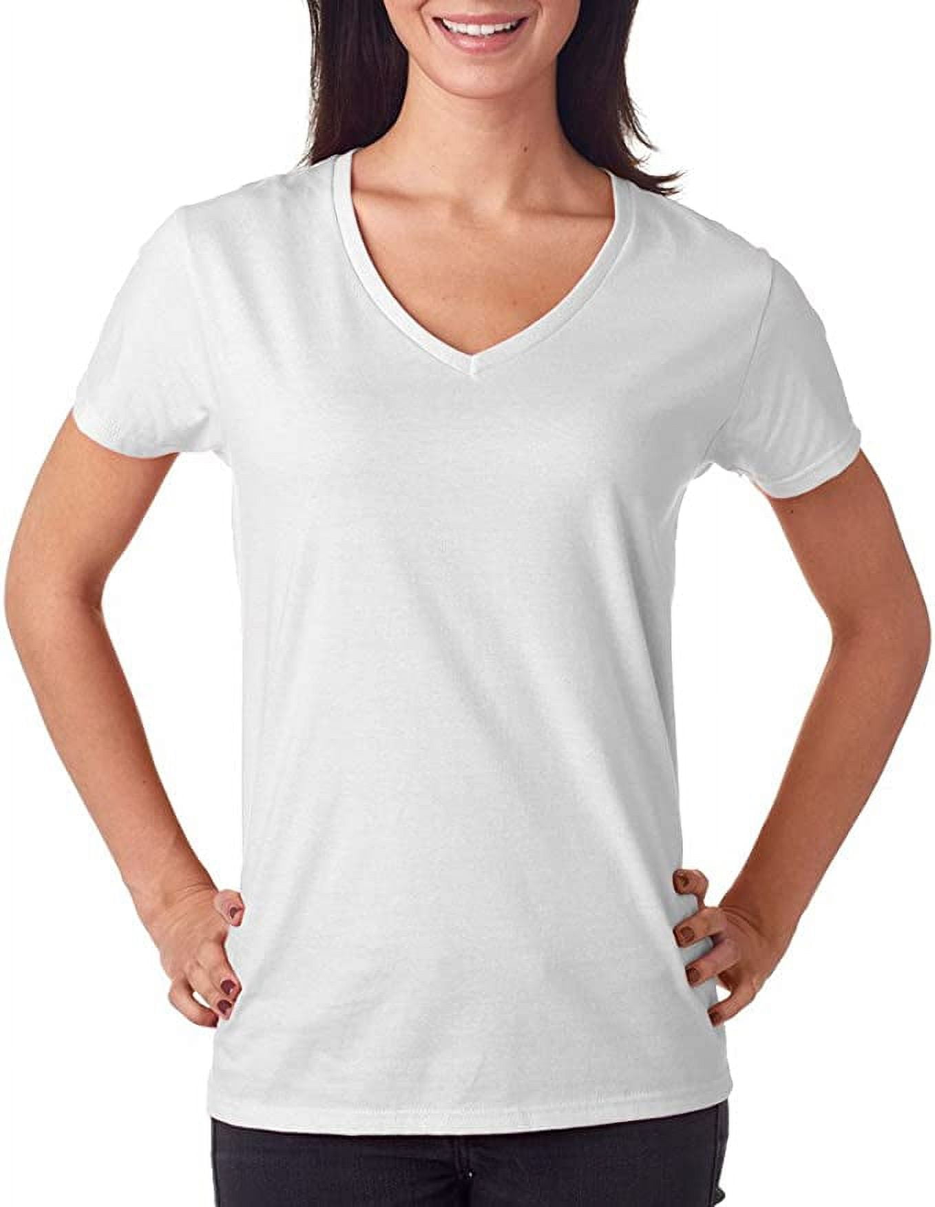 88VL Anvil Ladies' Lightweight V-Neck T-Shirt - White - XL - Walmart.com