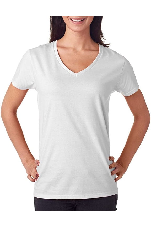 88VL Anvil Ladies' Lightweight V-Neck T-Shirt - White - XL