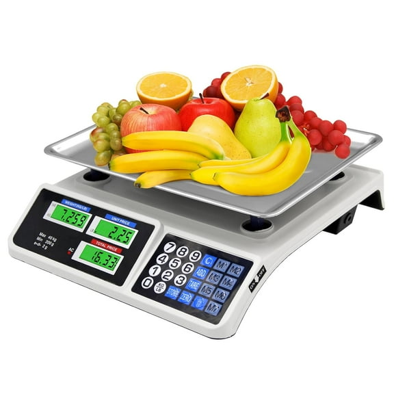 88lb/40kg Food Scale - Digital Price Computing Scale for Farmers' Markets with Price Calculator, for Retail Outlets, Meat Shops & Deli - Accurate Counting and Dual LCD Display