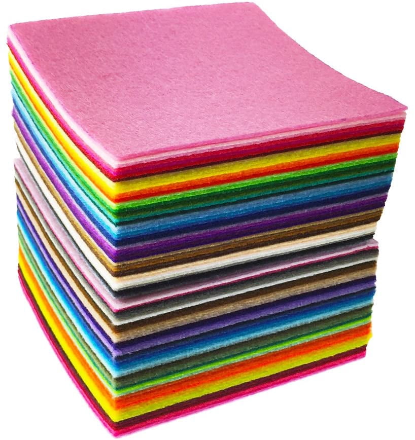 88pcs 4 x 4 inches (10 x 10cm) Assorted Color Mini Felt Fabric Sheets Patchwork Sewing DIY Craft 1mm Thick