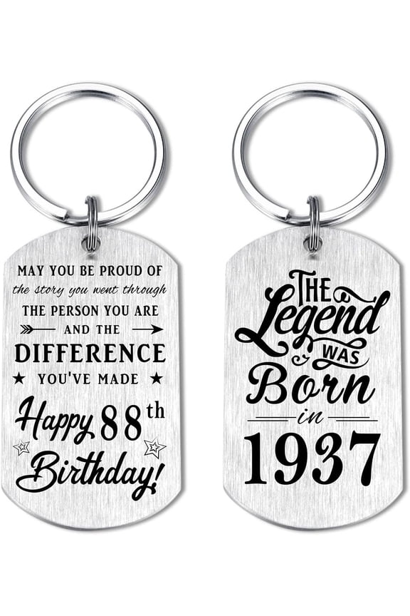 88th Birthday Gifts for Men 1937, Happy 88th Birthday Keychain, 88 Year Old Bday Gifts for Women, The Legend was Born in 1937