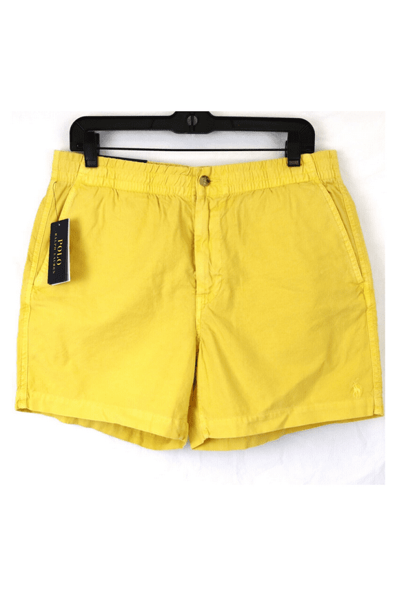 $89.50 Ralph Lauren Polo Men's, 5 Stretch Elastic Chino Short, Yellow, XXL]