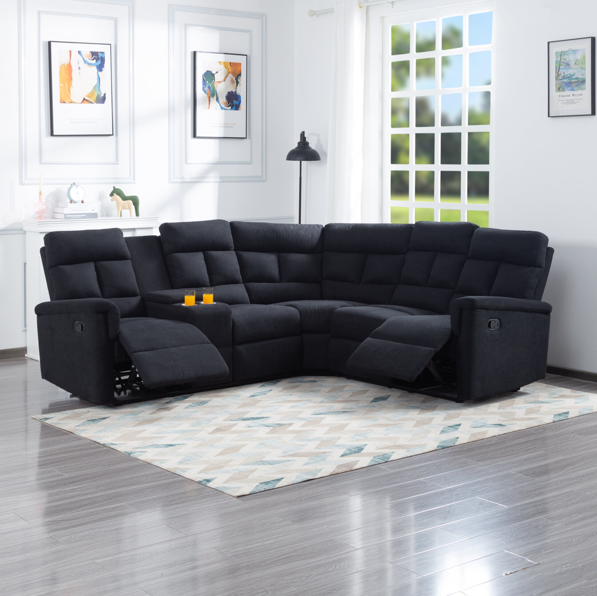 89.8" Manual Reclining Sectional Motion Sofa,Manual Reclining Sectional