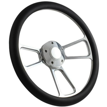 89-94 FORD Ranger (midsize), Bronco II, Aerostar Steering Wheel Kit 14" Polished Muscle Steering Wheel Black Half Wrap