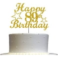 thumbnail image 1 of 89 Birthday Cake Topper Gold Glitter, Party Decoration Ideas, Sturdy Doubled Sided Glitter, Acrylic Stick. Made in USA (89th), 1 of 4