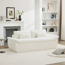 89" Cloud Boneless Loveseat Sofa Couch, Deep Seat 2-Seater Comfy Chenille White Couch with Lumbar Pillows, Modern Compressed Living Room Sofa