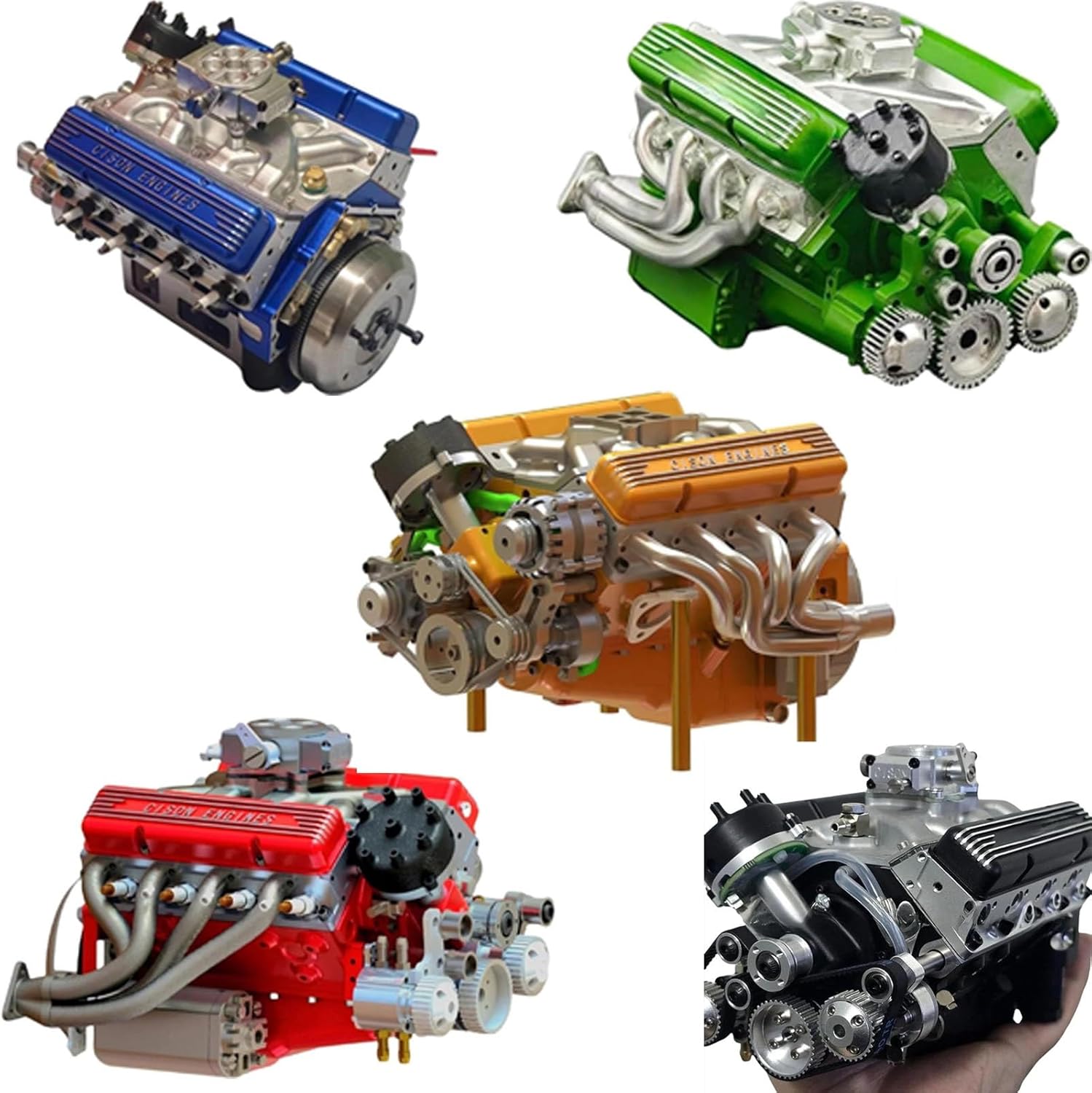 Kit Modèle Moteur V8 Miniature à Construire - Moteur à Essence, Pièces Détaillées, Pour Adulte, Collection Ou Décoration (Couleur: Bleu)