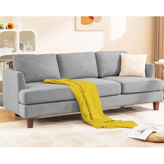 89" Mid Century Modern Upholstered Sofa with Armrests 3 Seater Sofa Couch with Deep Seats