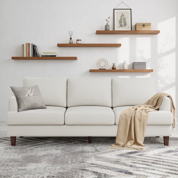 Gericco 89" Mid Century Modern Upholstered Sofa with Armrests 3 Seater Sofa Couch with Deep Seats,Beige