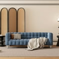 thumbnail image 1 of 89"Modern Dutch Fluff Sofa, Upholstered Sofa with Solid Wood Legs, Buttoned Tufted Backrest, 3-Seater Couch for Living Room, Office, Bedroom. Blue., 1 of 1