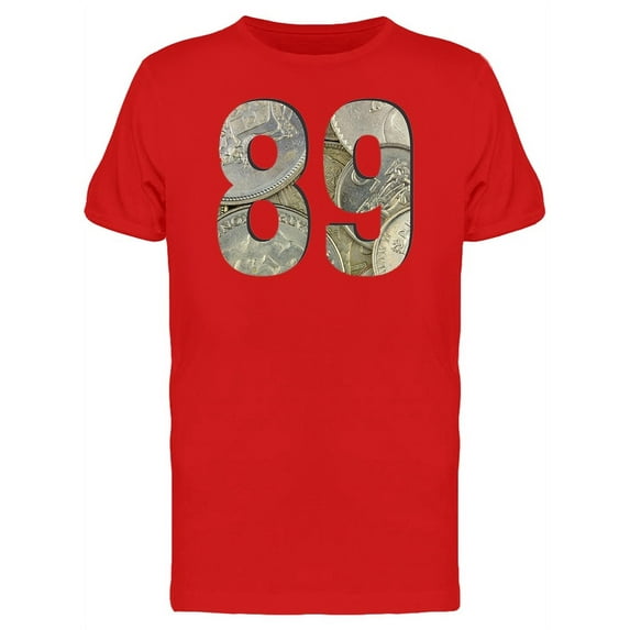 89 Number Shiny Silver Coins T-Shirt Men -Image by Shutterstock, Male Small