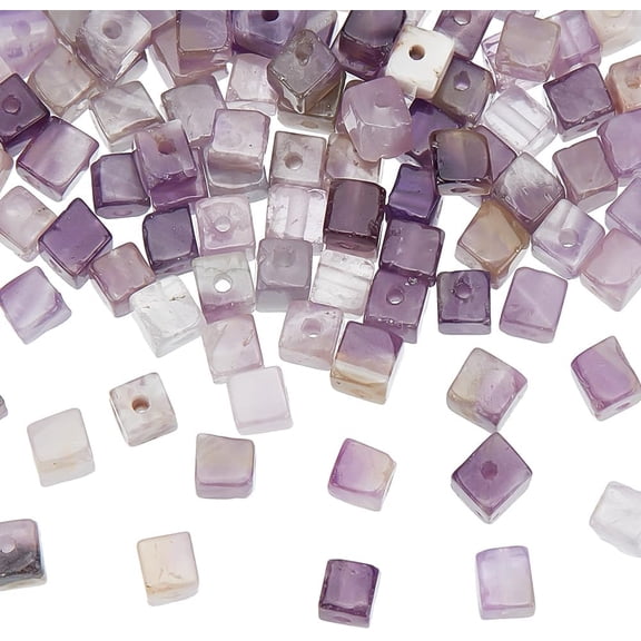 89 Pcs Cube Spacer Beads Loose Square Beads Gemstone Beads Natural Stone Beads Bead Chevron Amethyst Beads for Jewelry Making Crafting