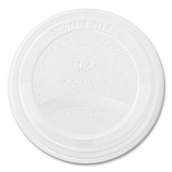 89 Series Hot Cup Lids, Fits Vegware 89-Series Hot Cups, Plastic, White, 1,000/Carton | Bundle of 2