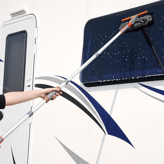 89'' Squeegee Window Cleaner 2 in 1 Rotatable Window Cleaning Tool Kit with Extension Pole, Window Washing Equipment with Bendable Head for Indoor/Outdoor Window and Car Glass