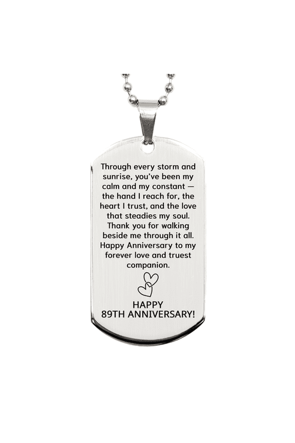 89 Year Anniversary Gift for Him - 89th Anniversary Necklace for Her - Couples Dog Tag for Boyfriend or Girlfriend