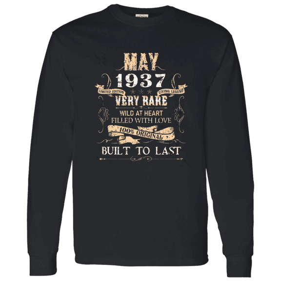 89 Years Old 89Th Birthday Legend Vintage May 1937 Bday Long Sleeve Shirt