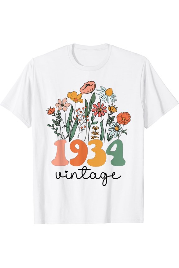 89 Years Old Vintage 1934 89Th Women Birthday Wildflower T-Shirt Size S-5XL