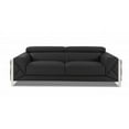 thumbnail image 1 of 89 in. Genuine Leather Standard Sofa, Dark Gray & Chrome, 1 of 1