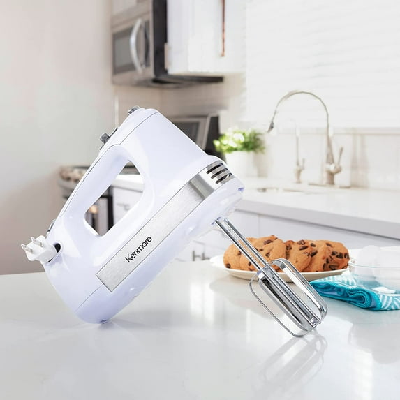 89109 5-Speed Hand Mixer in White with Burst Control and Cord Retraction